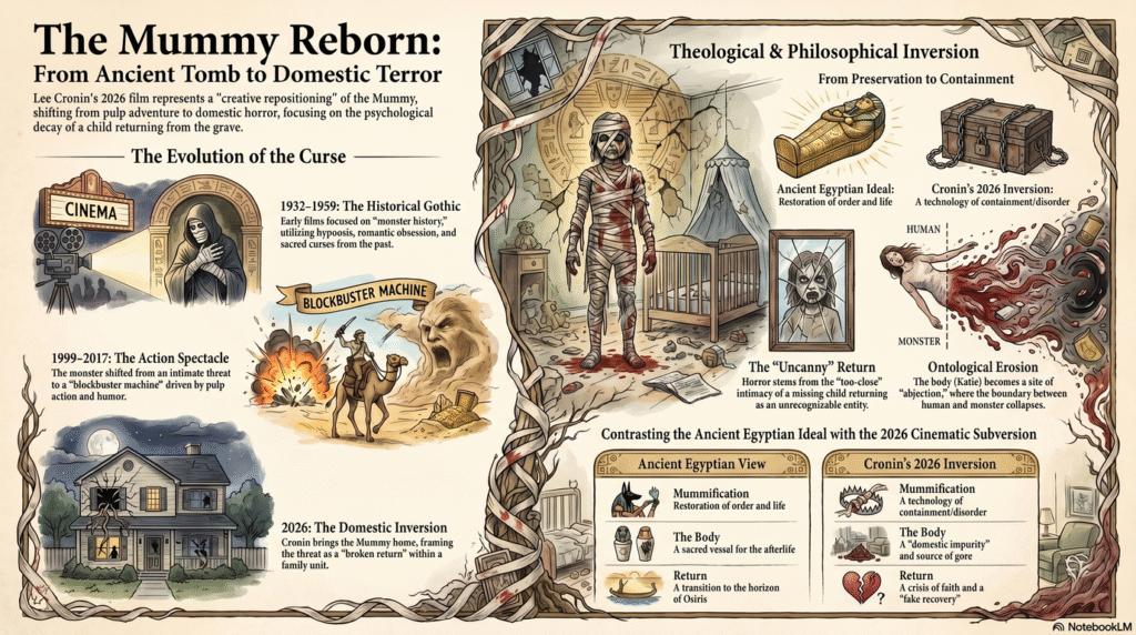 Arkeologi Teror: Inversi Teologis, Mitologis, dan Filosofis dalam Lee Cronin’s The Mummy (2026)