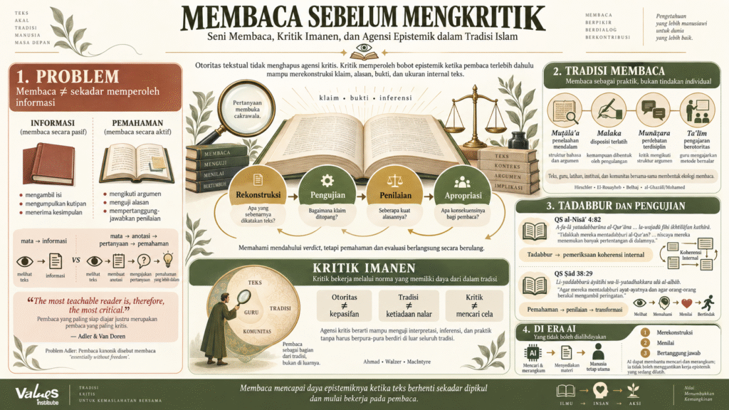 Membaca Sebelum Mengkritik: Seni Membaca, Kritik Imanen, dan Agensi Epistemik dalam Tradisi Islam